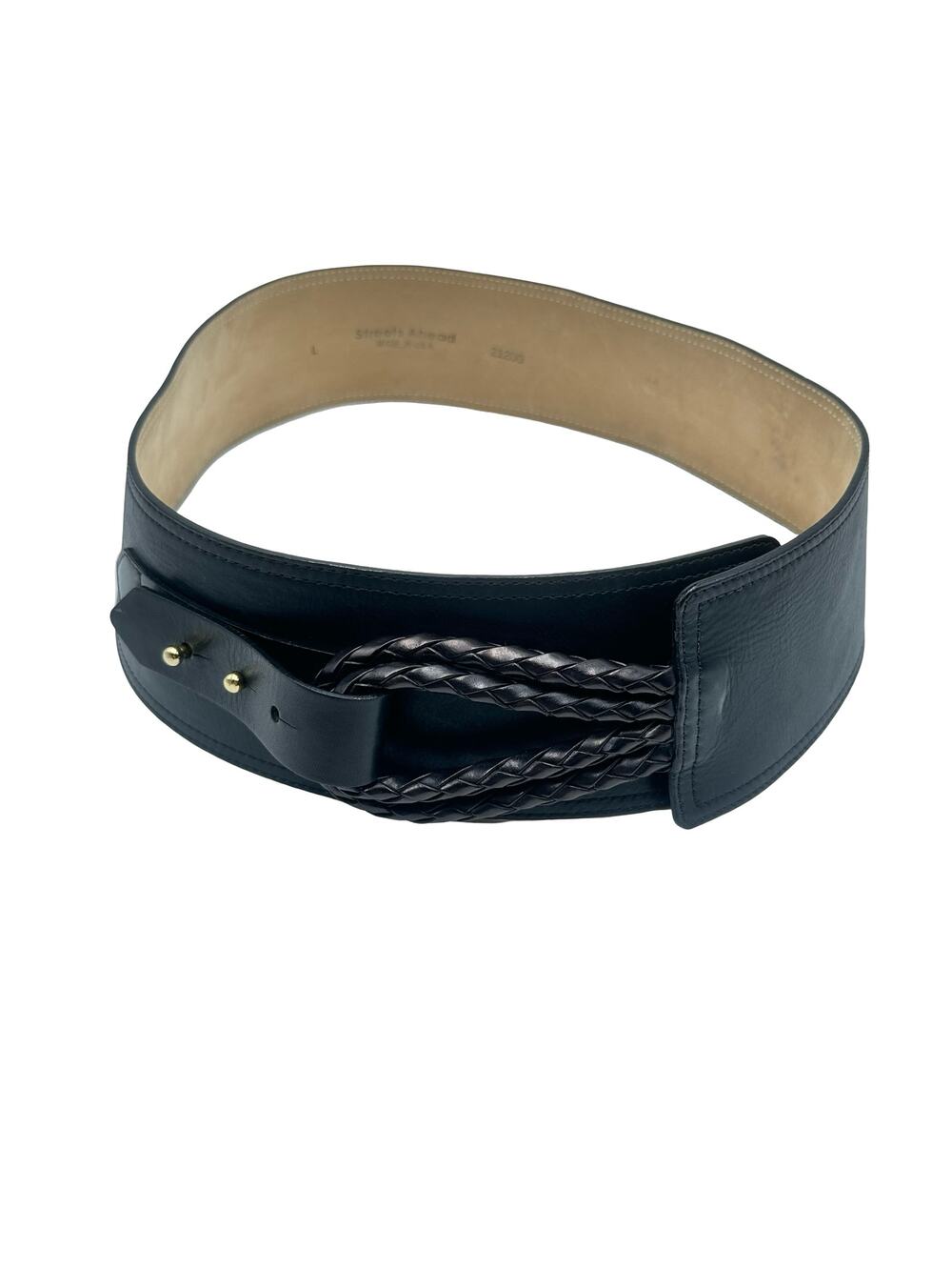 Streets Ahead for Neiman Marcus Black Leather and Suede Belt L - LARGE